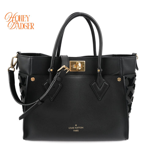 Louis Vuitton On My Side MM Calfskin Black Monogram Tufting Gold Hardware Rank AB