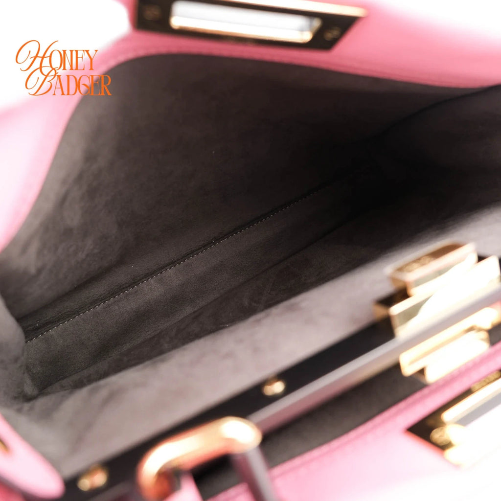 Fendi Peekaboo Regular Calfskin Leather Pink Gold Hardware Rank A