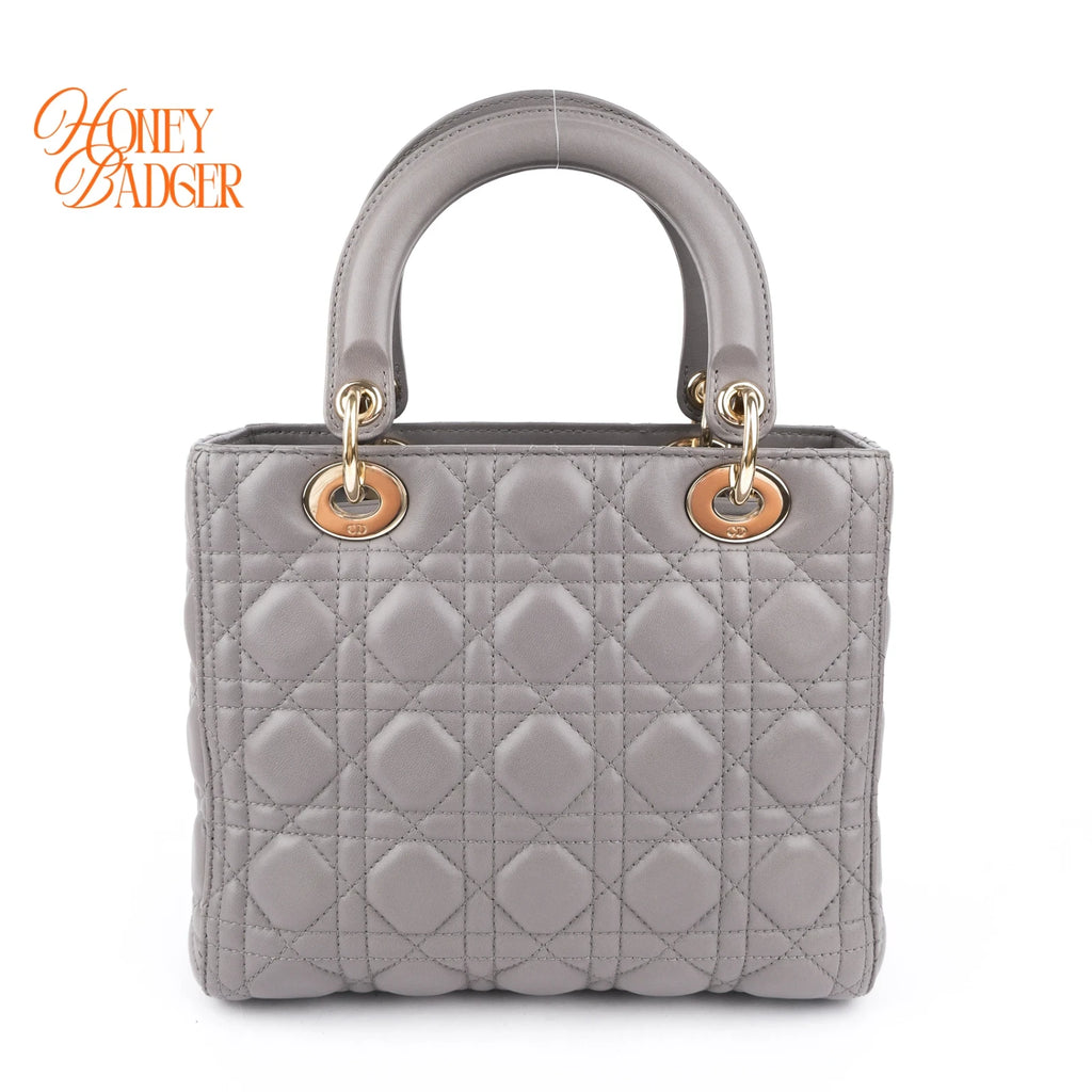 Dior Lady Dior Medium Cannage Lambskin Gray Rank A