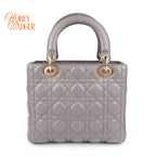 Dior Lady Dior Medium Cannage Lambskin Gray Rank A