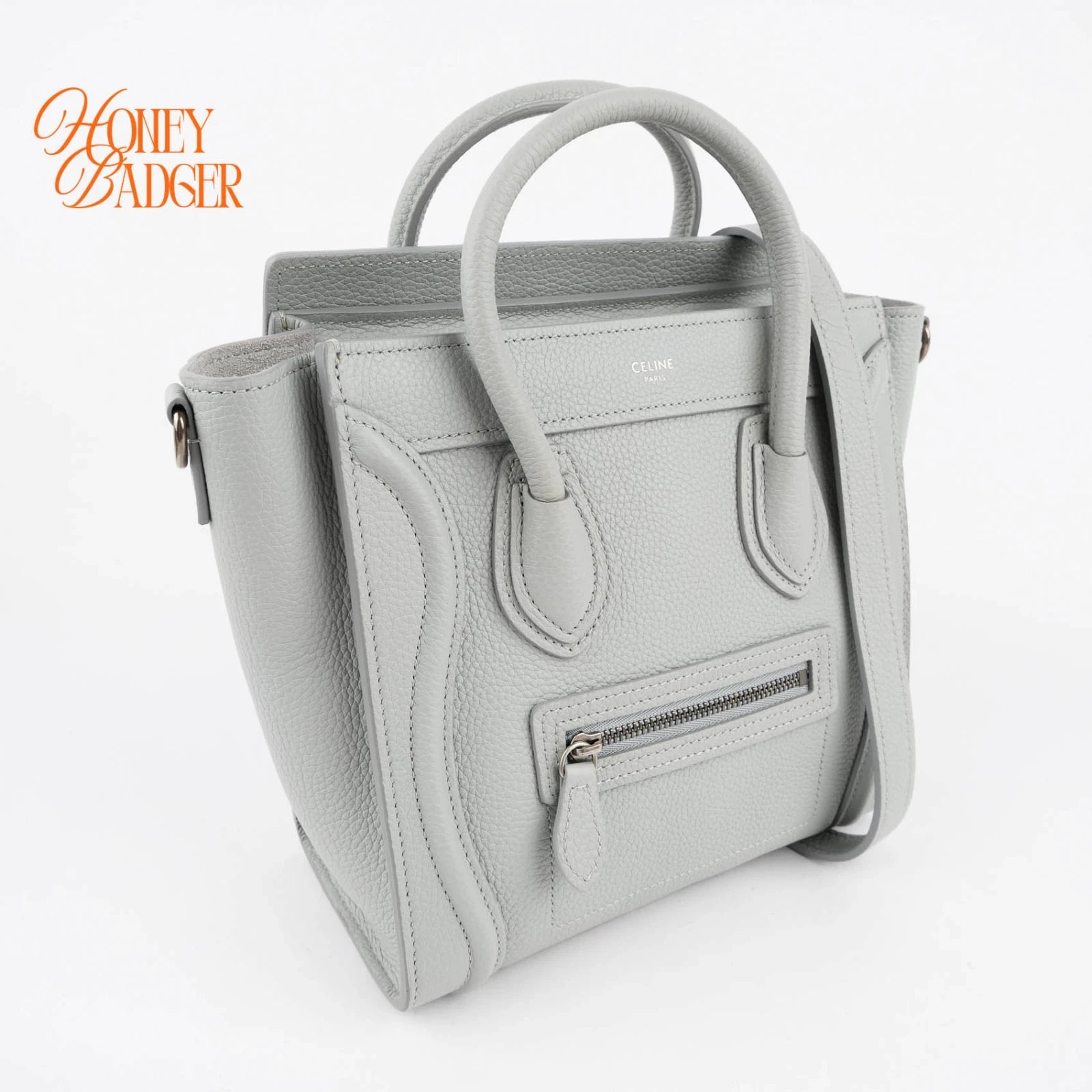 Celine Luggage Nano in gray leather, Grade A condition.