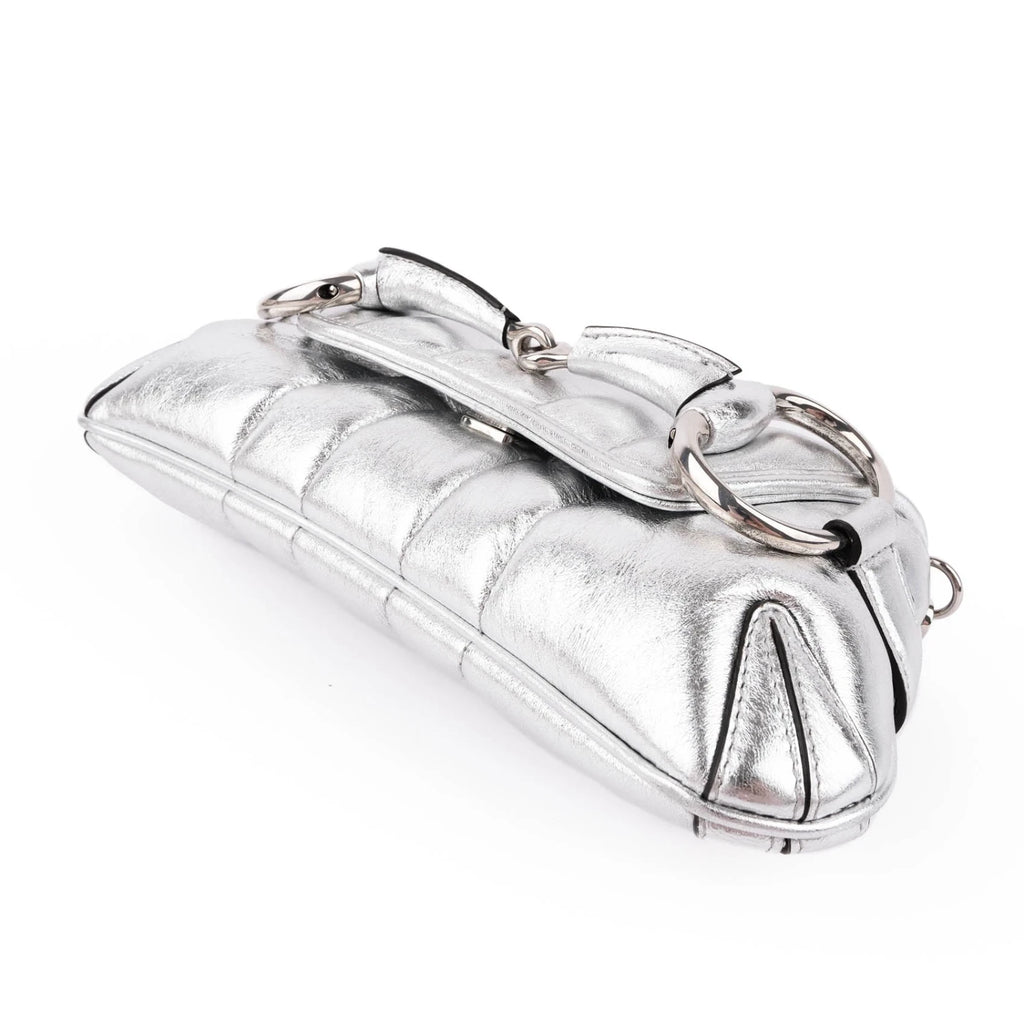 Gucci Horsebit 1955 Small Leather Silver Rank S