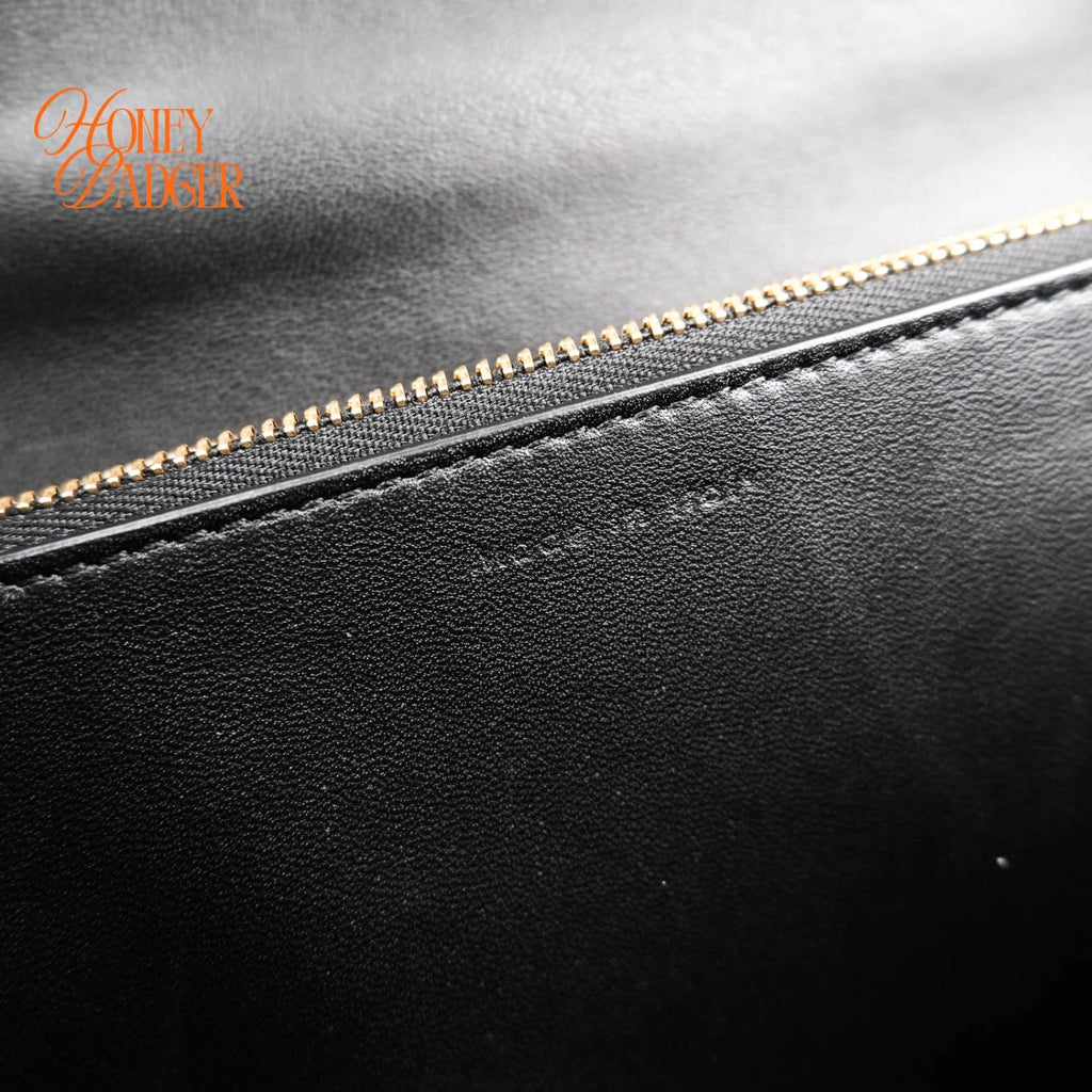 Celine Classic Box Medium Leather Black Gold Hardware Rank A