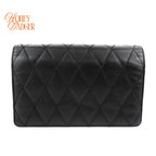 Saint Laurent Becky Matelassé Leather Shoulder Bag Black Gold Hardware Rank A