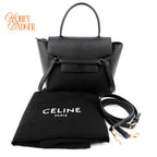 Celine Nano Belt Bag Grained Calfskin Black Gold Hardware Rank A