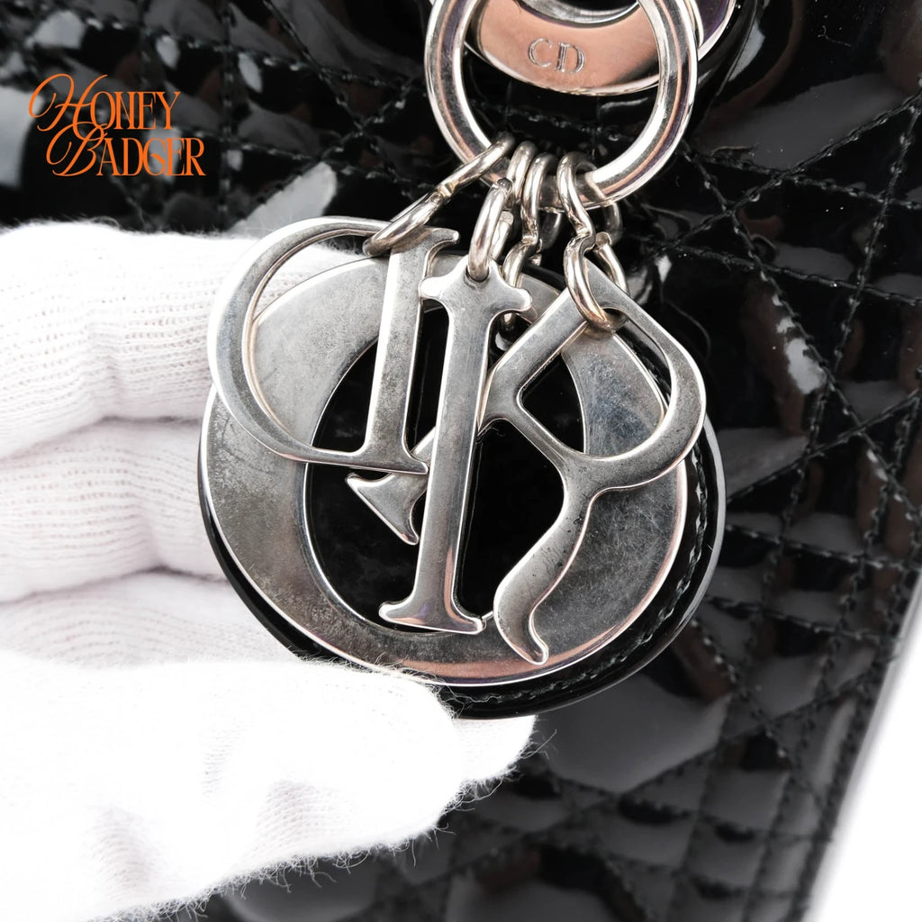 Dior Lady Dior Medium Black Patent Rank A