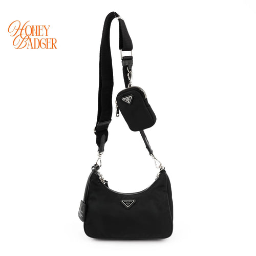 Prada Re-Edition 2005 Nylon and Leather 2WAY Shoulder Bag Black 1BH204