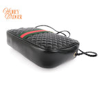 Gucci Quilted Leather Small Web Black Crossbody Shoulder Bag Rank A