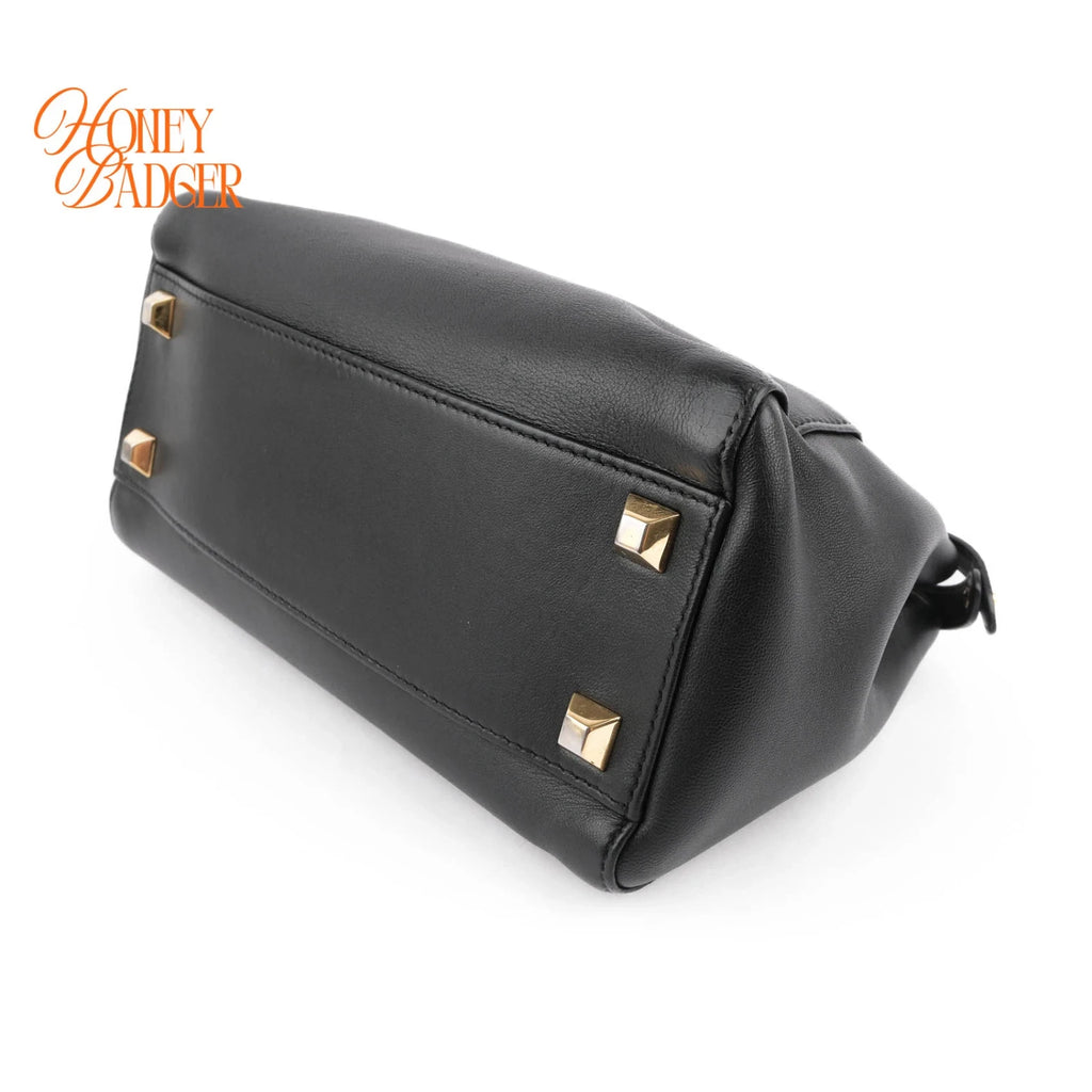 Fendi Peekaboo Iconic Mini 2WAY Handbag Black Leather Gold Hardware 8BN244