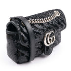 Gucci GG Marmont Medium Sequin Chain Shoulder Bag Black Rank S