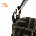 Fendi Mamma Baguette Zucca Canvas Brown Leather Silver Hardware Rank A