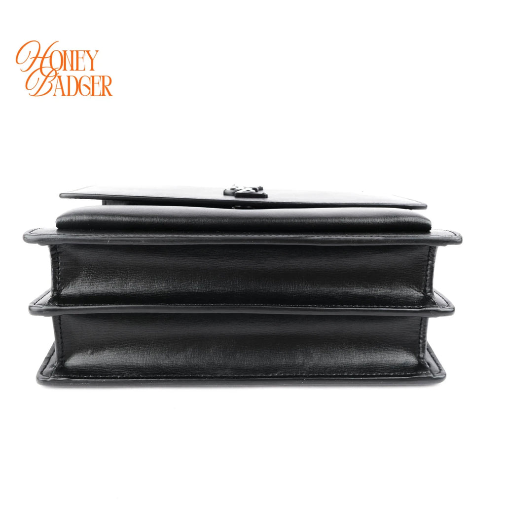 Saint Laurent Sunset Medium Smooth Leather Black Black Hardware Rank A