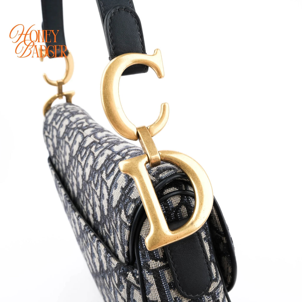 Dior Saddle Bag Oblique Jacquard Blue Rank A