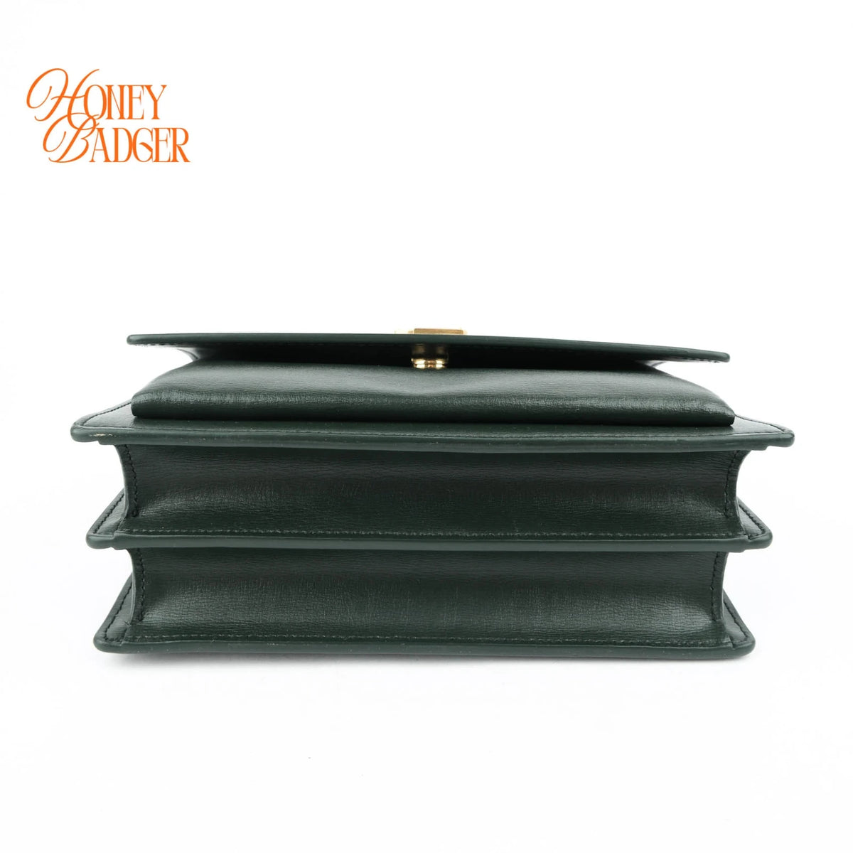 Saint Laurent Sunset Medium Calfskin Leather Dark Green Gold Hardware Rank A