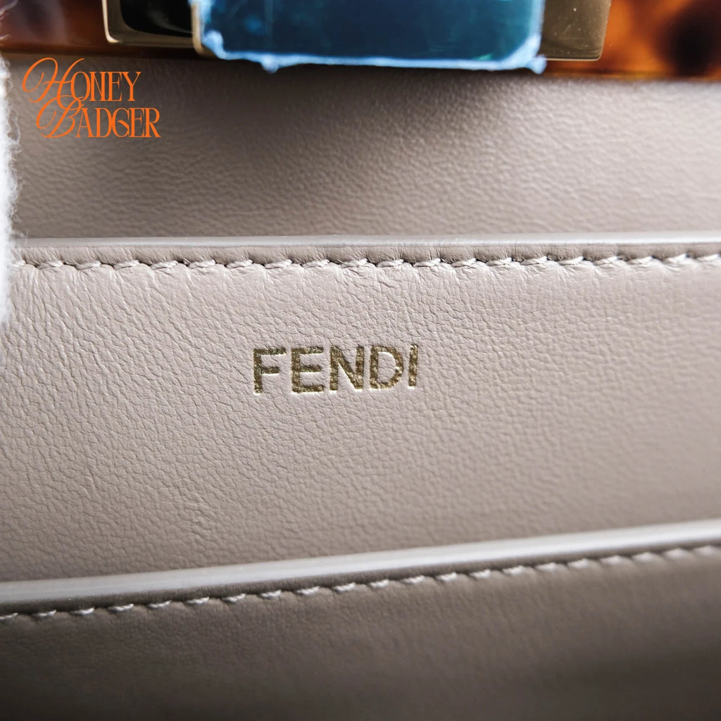 Fendi Peekaboo ISeeU Medium Calfskin Dove Grey Gold Hardware Rank A