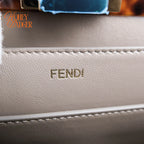 Fendi Peekaboo ISeeU Medium Calfskin Dove Grey Gold Hardware Rank A