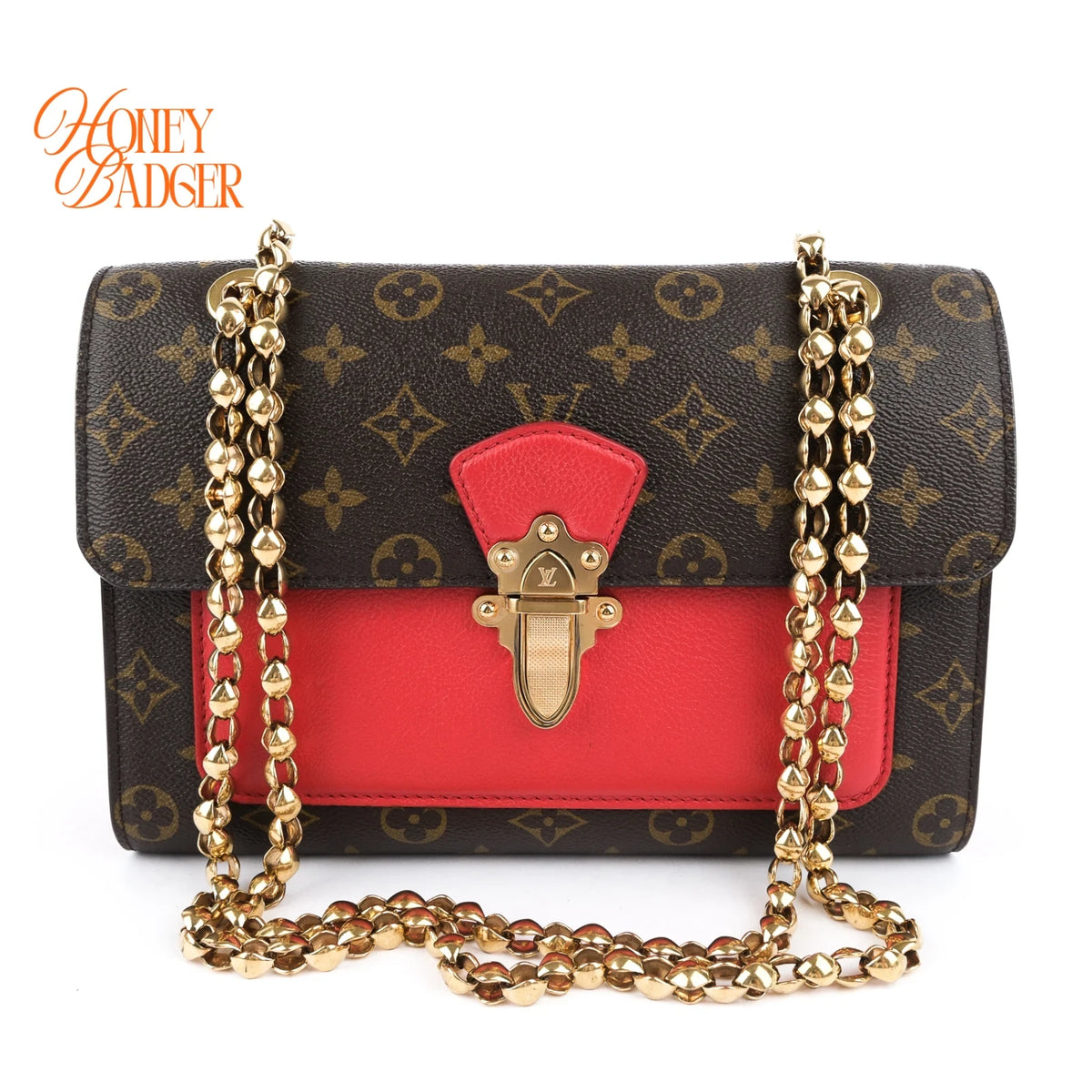 Louis Vuitton Victoire Monogram Cerise Red Chain Shoulder Bag Rank A