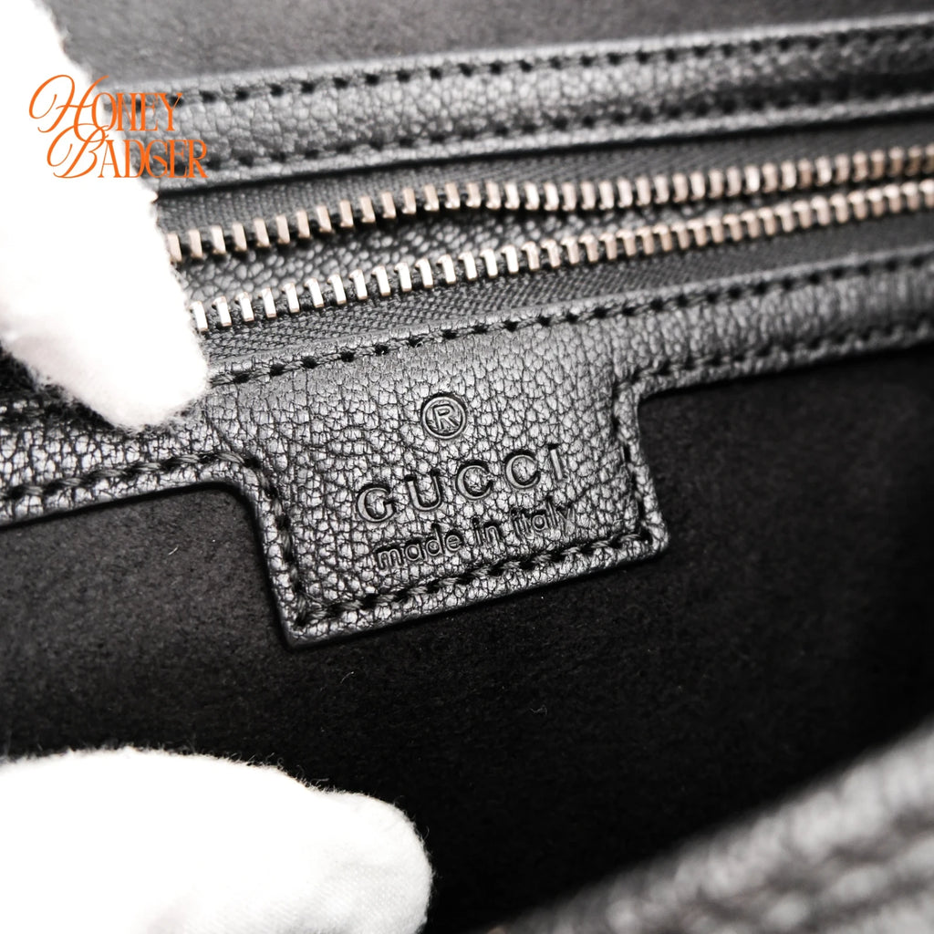 Gucci Aphrodite Large Leather Black Antique Gold Hardware Rank A