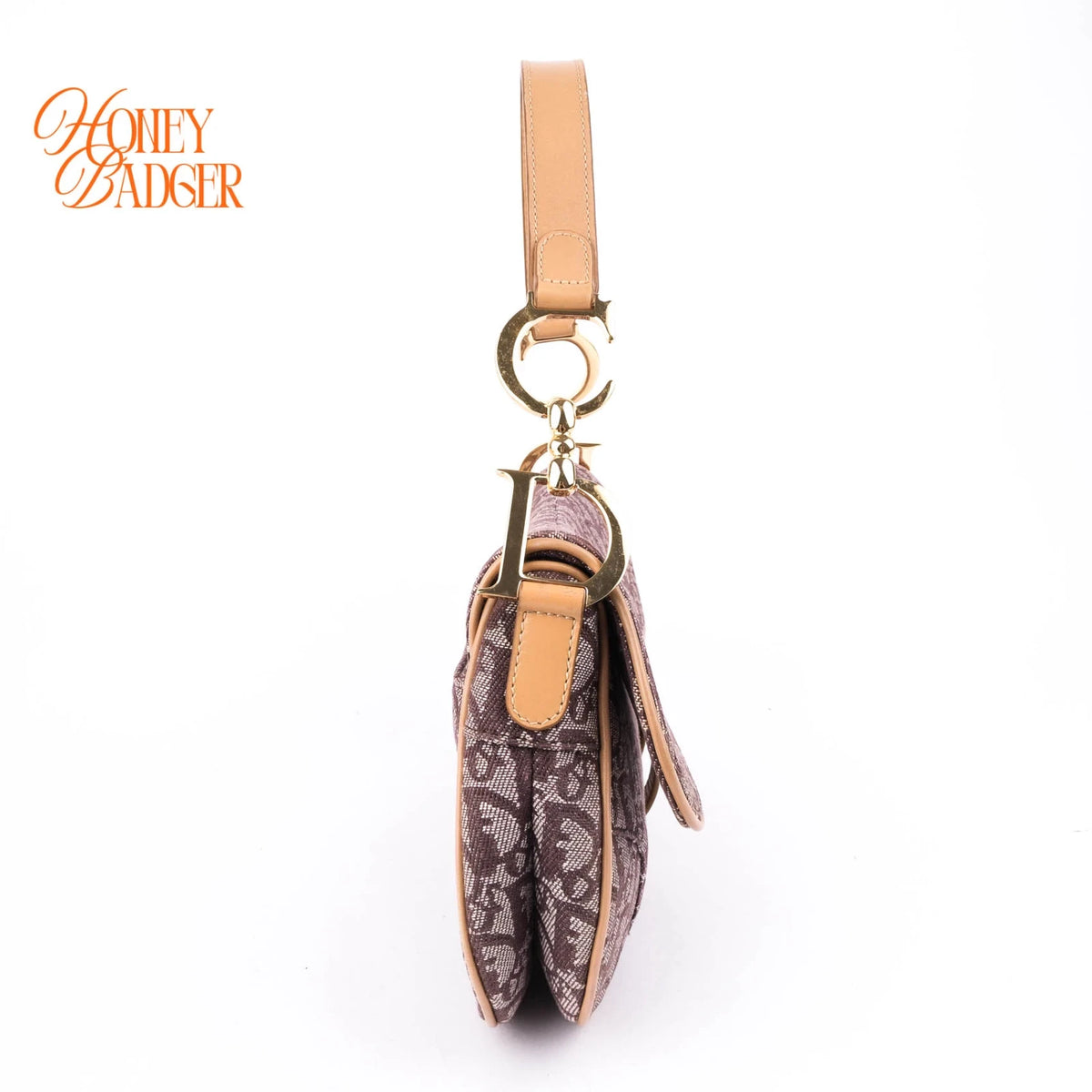 Dior Vintage Saddle Bag Trotter Canvas Brown Gold Hardware — Rank Not Provided