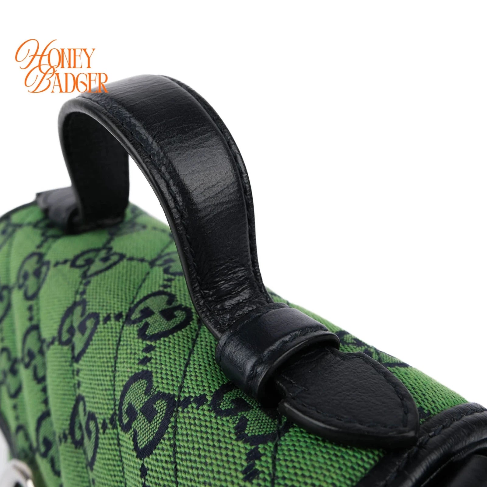 Gucci GG Marmont Mini Top Handle Canvas Green Silver Hardware Rank A
