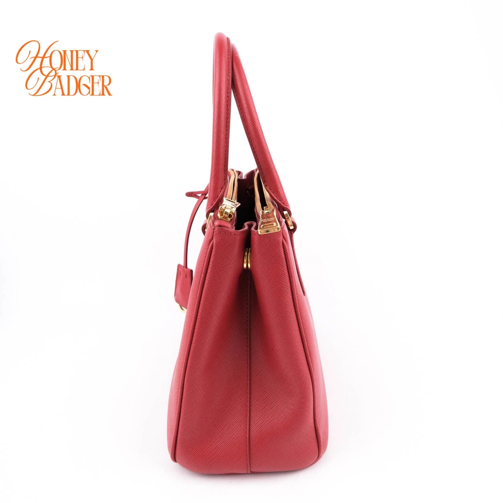 Prada Saffiano Lux Leather 2Way Handbag Red Rank A