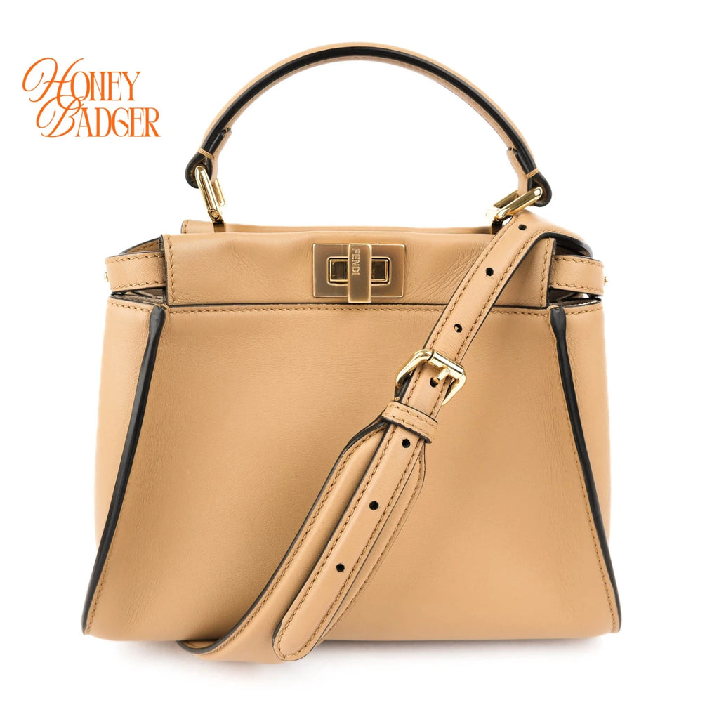 Fendi Peekaboo ISeeU Petite Nappa Leather Miele Gold Hardware Rank A