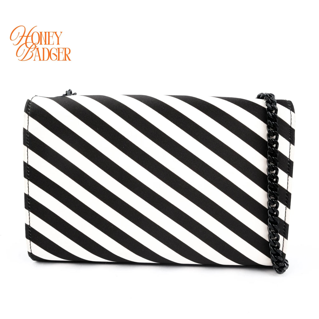 Saint Laurent Kate Small Striped Fabric Black/White Rank A