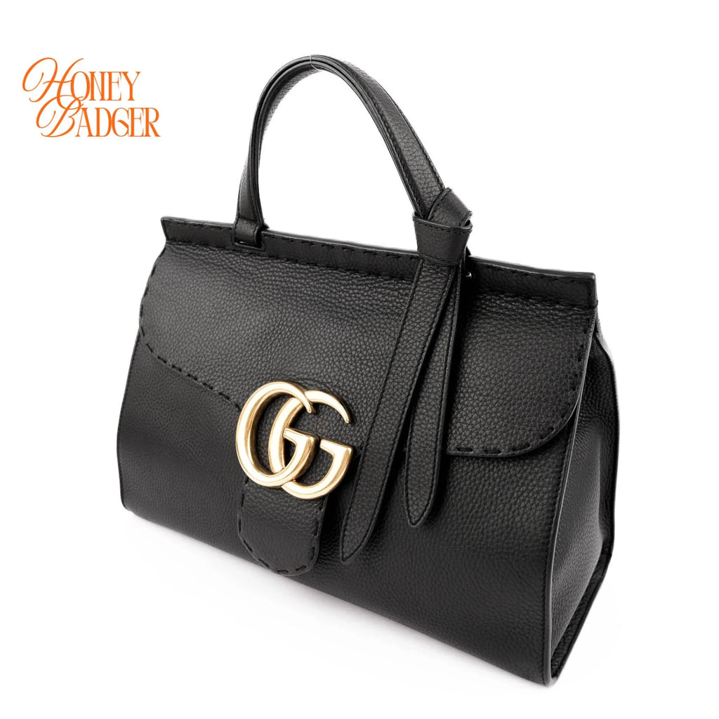 Gucci GG Marmont Top Handle Leather Black Rank A