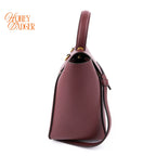 Celine Micro Belt Bag Grained Calfskin Burgundy Gold Hardware Rank A