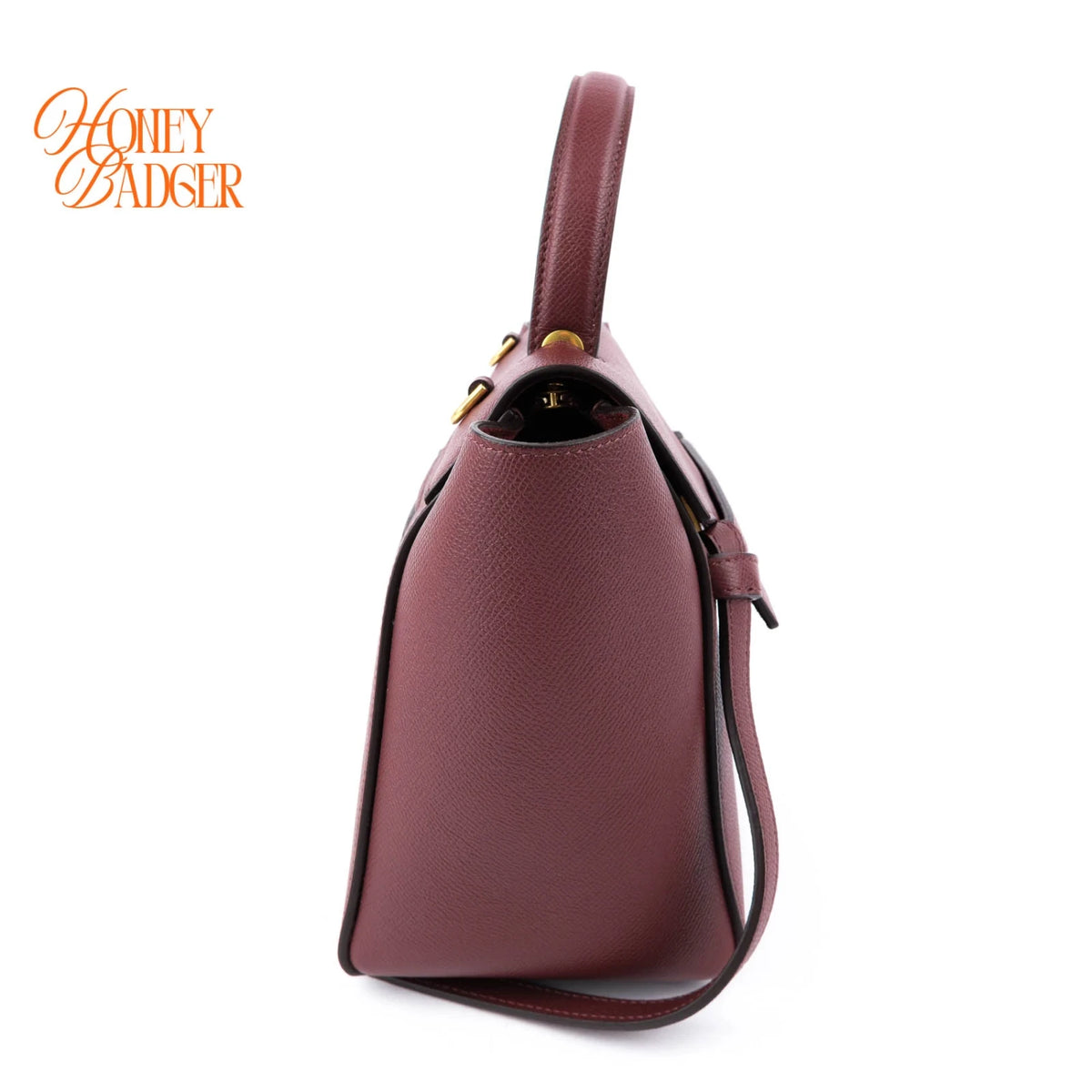 Celine Micro Belt Bag Grained Calfskin Burgundy Gold Hardware Rank A