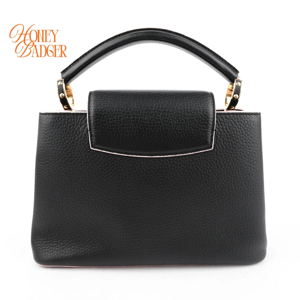 Louis Vuitton Capucines BB Taurillon Leather Black Pink Trim Rank A