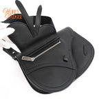 Dior Saddle Pouch Grained Calfskin Black Silver Hardware Rank A