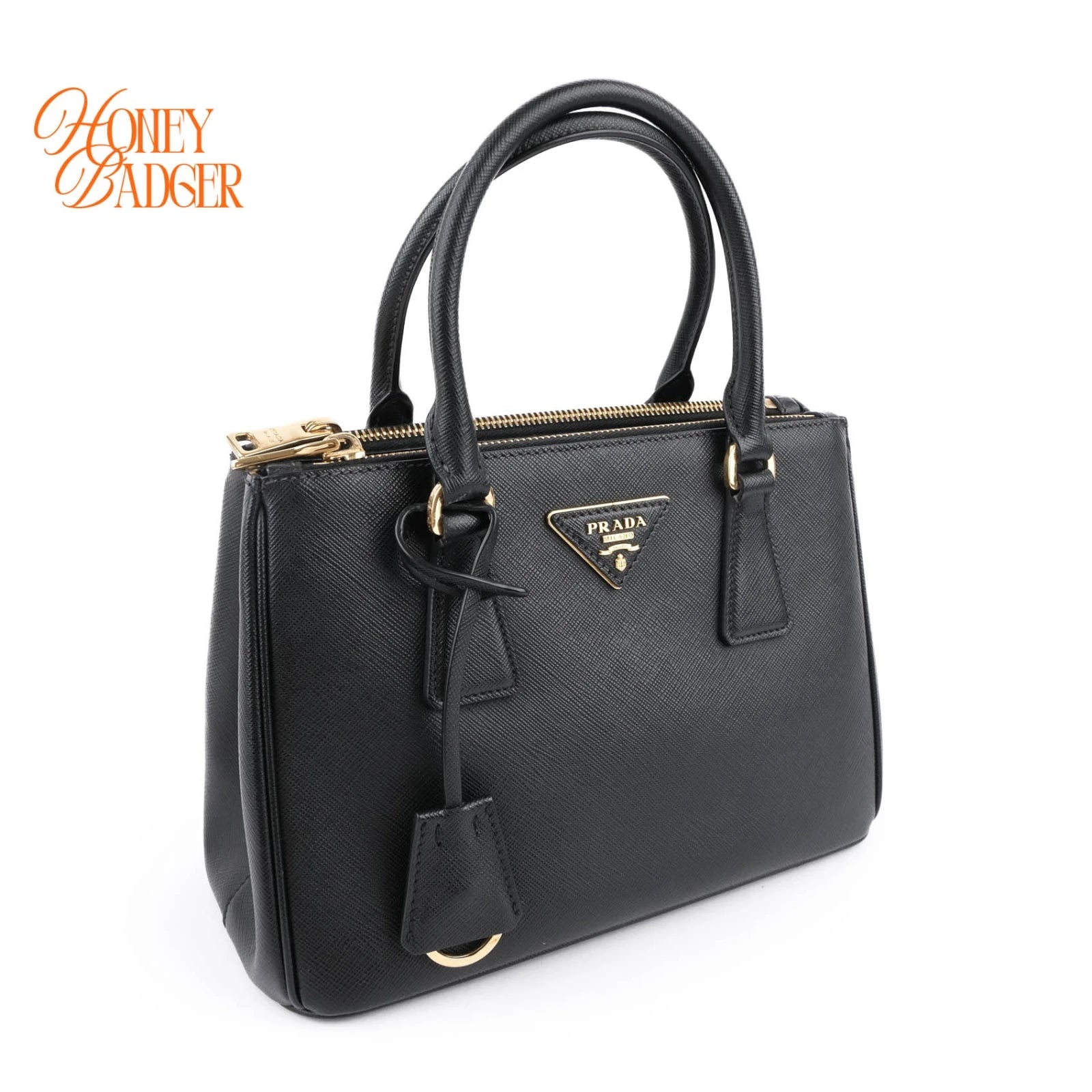 Prada Galleria Small Saffiano Leather 2WAY Bag Black Nero