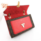 Louis Vuitton Victoire Monogram Cerise Red Chain Shoulder Bag Rank A