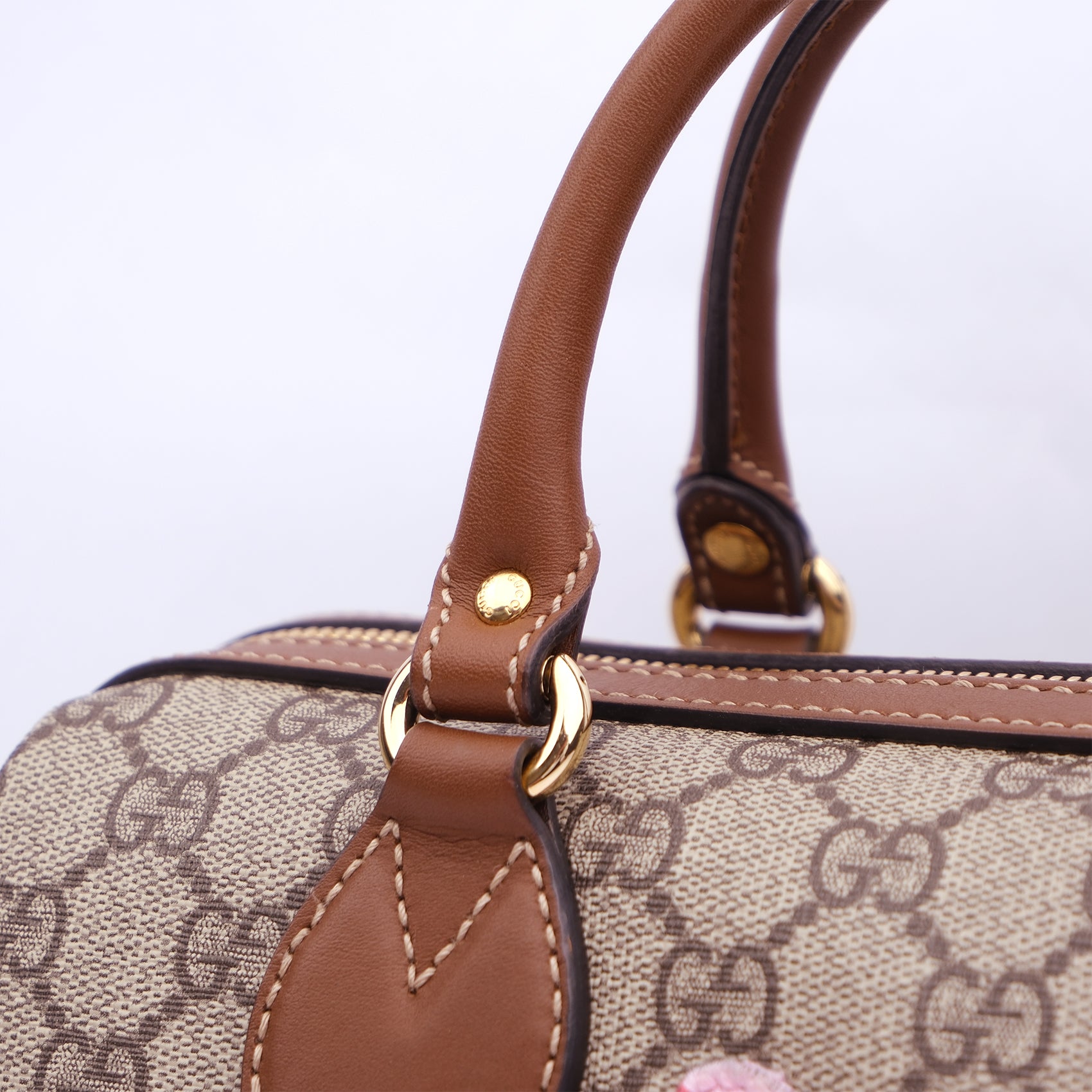 Gucci GG Supreme Linea A Boston Bag With Butterfly Embroidery