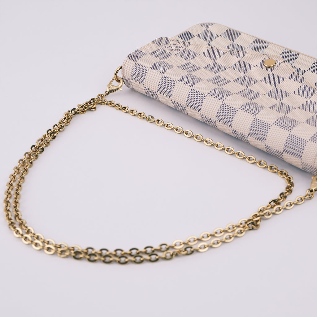 Louis Vuitton Pochette Felicie Damier Azur White Canvas Shoulder Bag - RFID Chip N40491