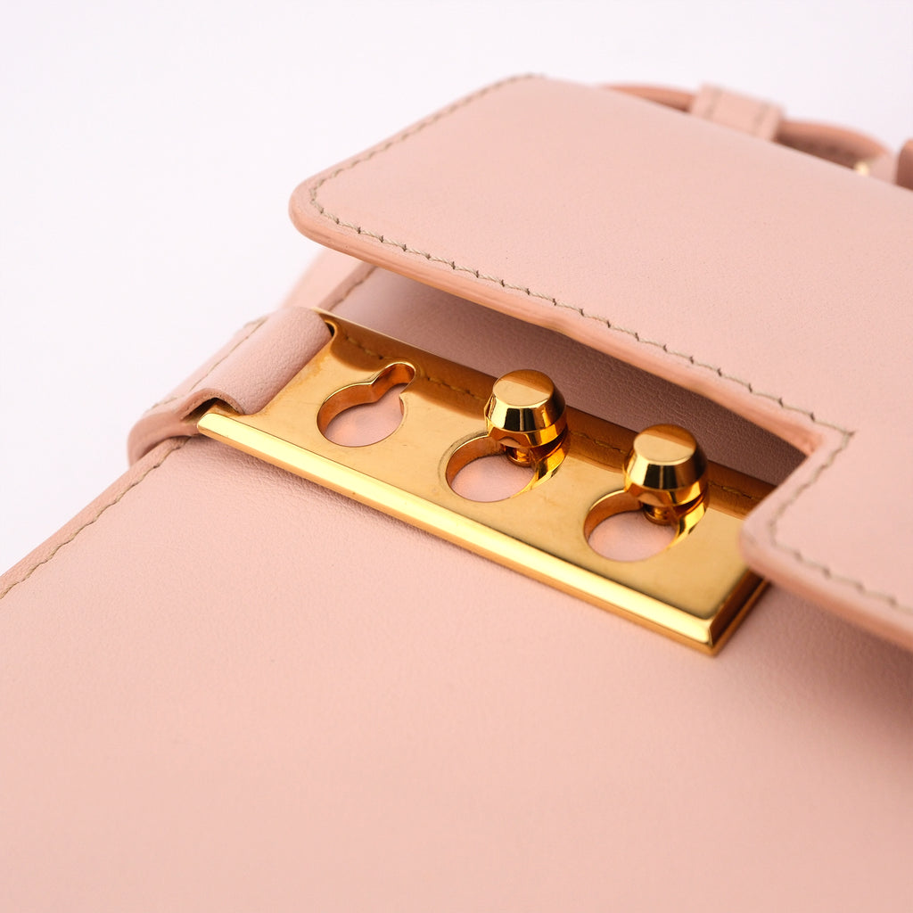 Delvaux Tempete MM Leather 2 Way Handbag Pink Mirror Included