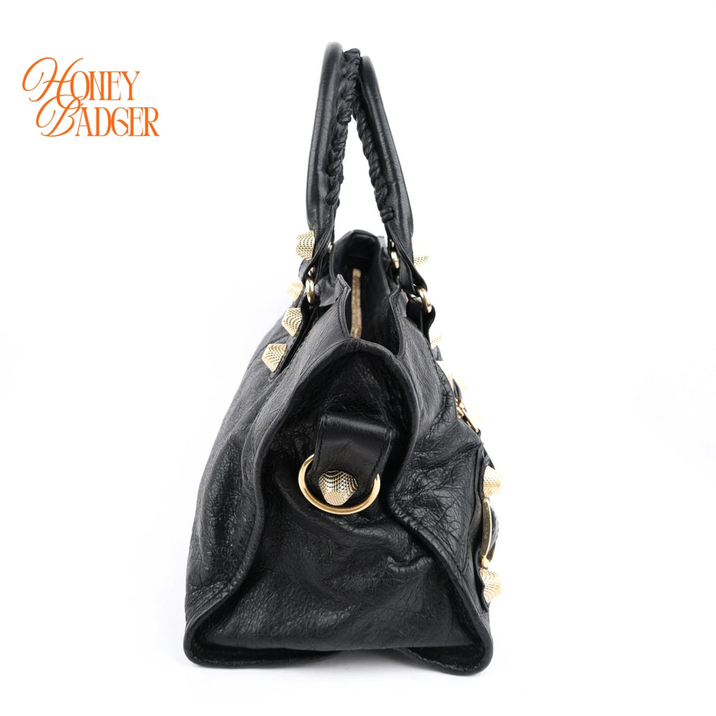 Balenciaga Giant 21 Part Time Black Leather 2-Way Handbag Shoulder Bag Rank AB