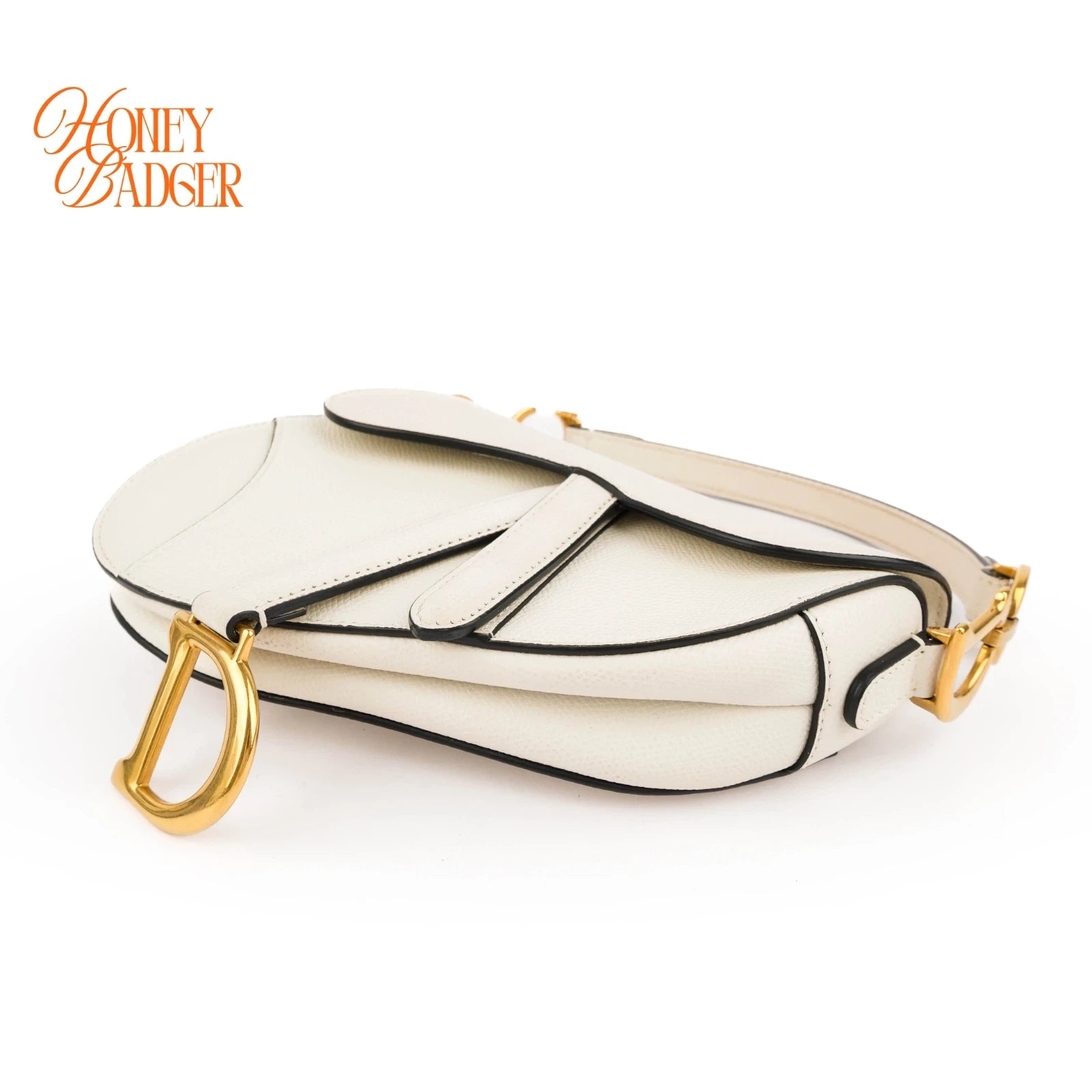 Dior Saddle Small Grain Leather White Rank A
