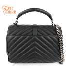 Saint Laurent College Medium Matelassé Leather Black Chain 2-Way Bag Rank A