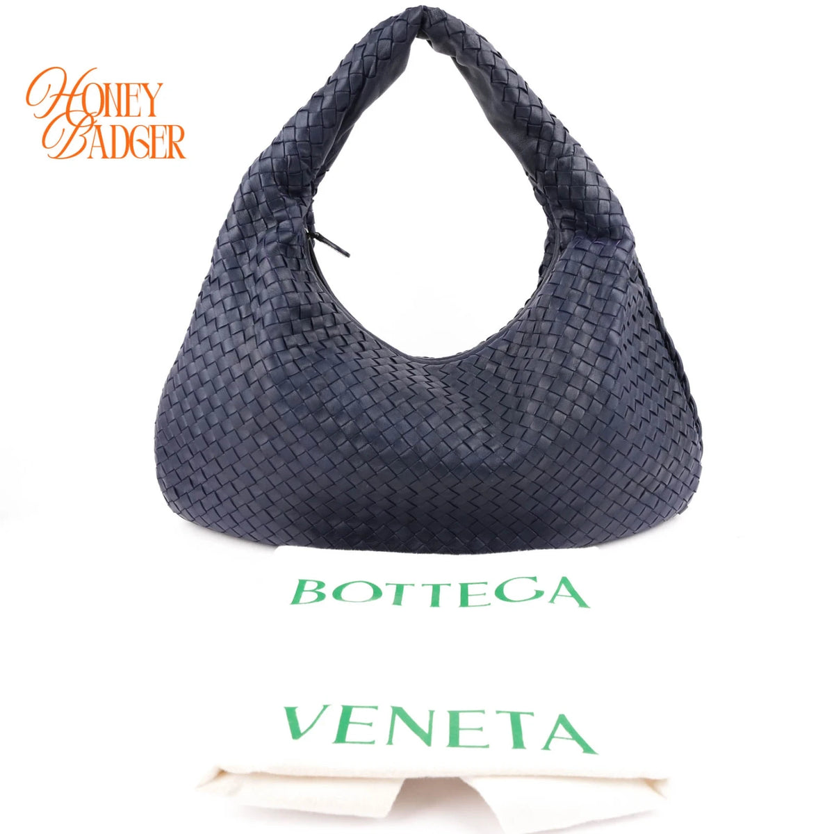 Bottega Veneta Large Veneta Hobo Intrecciato Nappa Navy Rank A