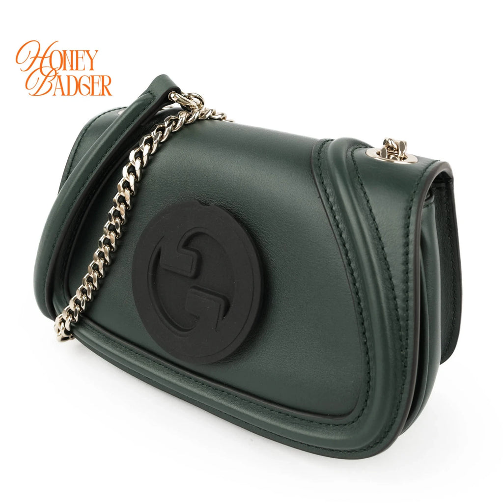 Gucci Blondie Small Chain Shoulder Bag Forest Green Leather Gold Hardware