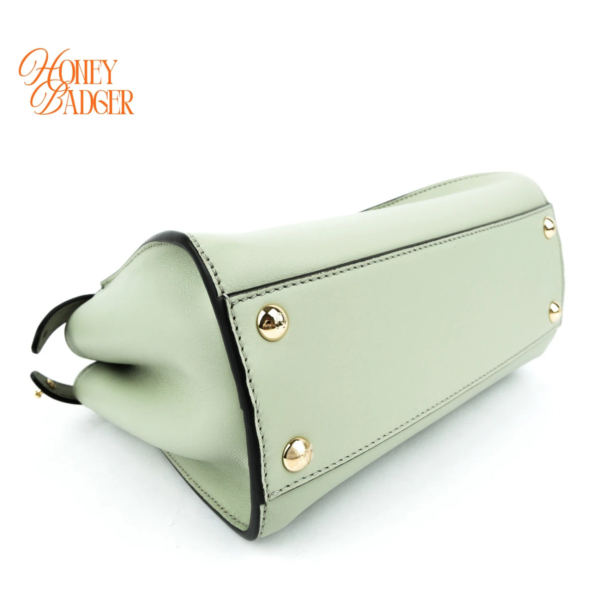 Fendi Peekaboo Mini Leather Light Green Gold Hardware Rank A