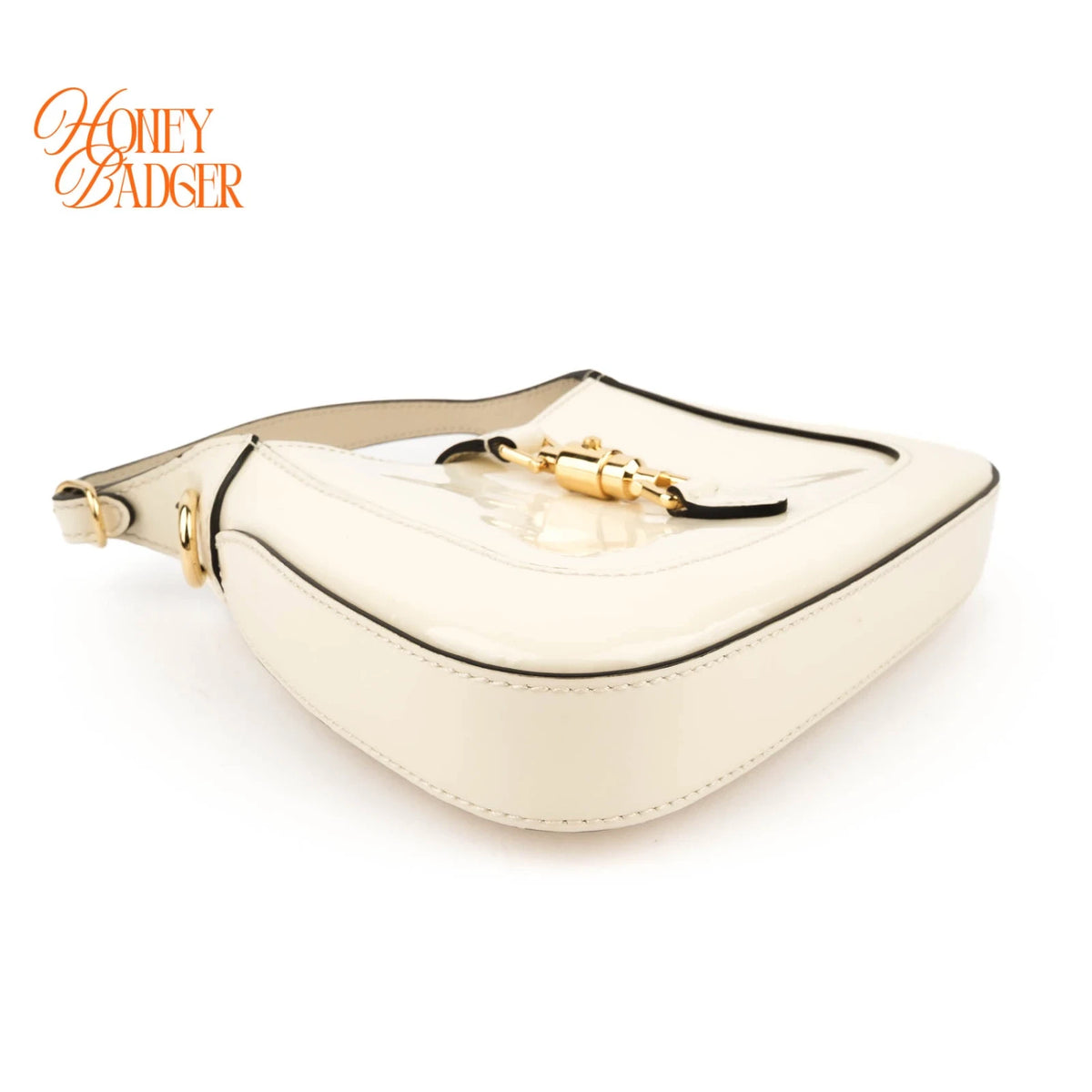Gucci Jackie 1961 Small Patent Leather White Black Gold Hardware Rank A
