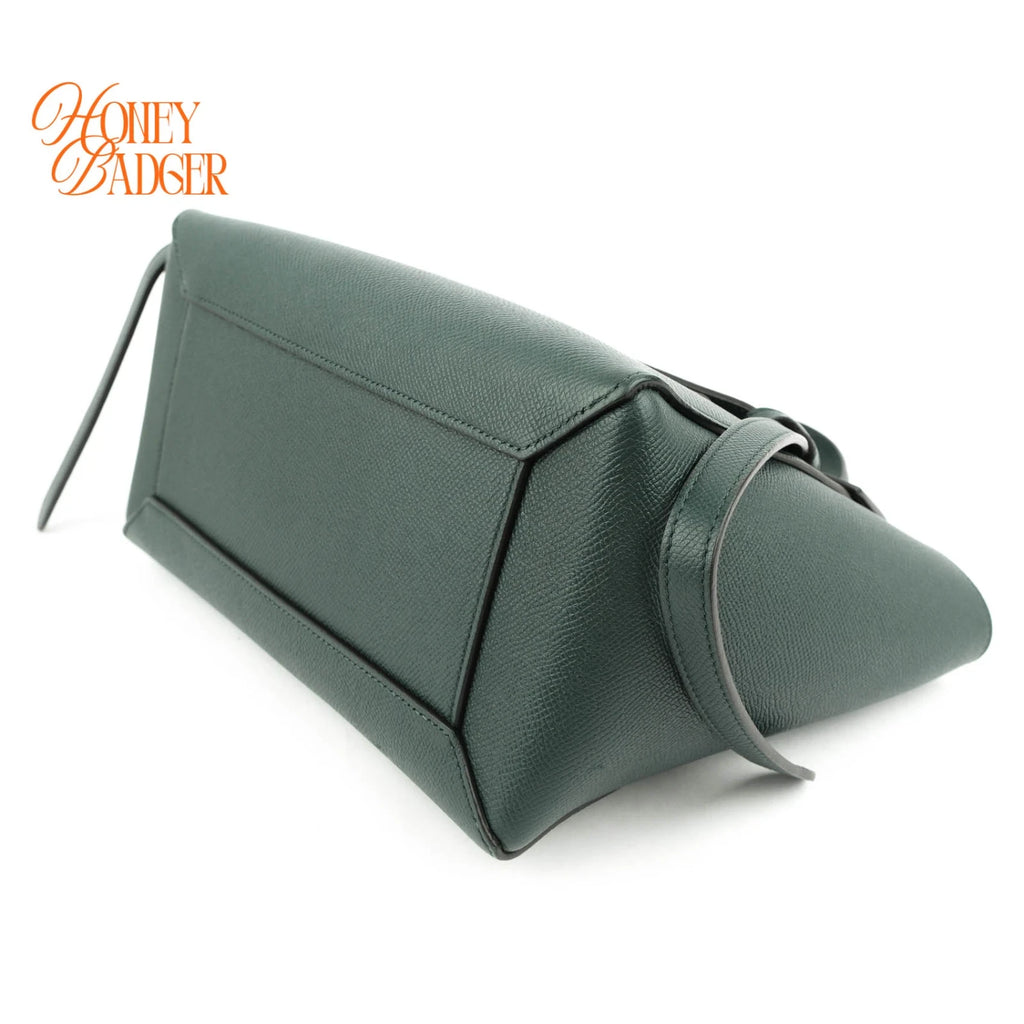 Celine Belt Bag Mini Grained Calfskin Amazone Dark Green Gold Hardware Rank AB