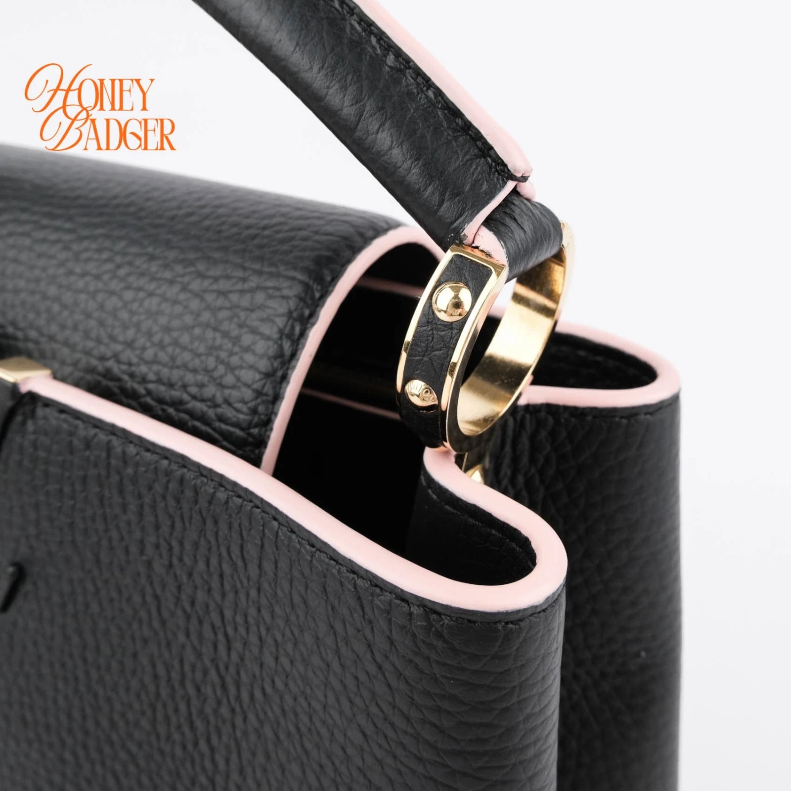 Louis Vuitton Capucines BB Taurillon Leather Black Pink Trim Rank A