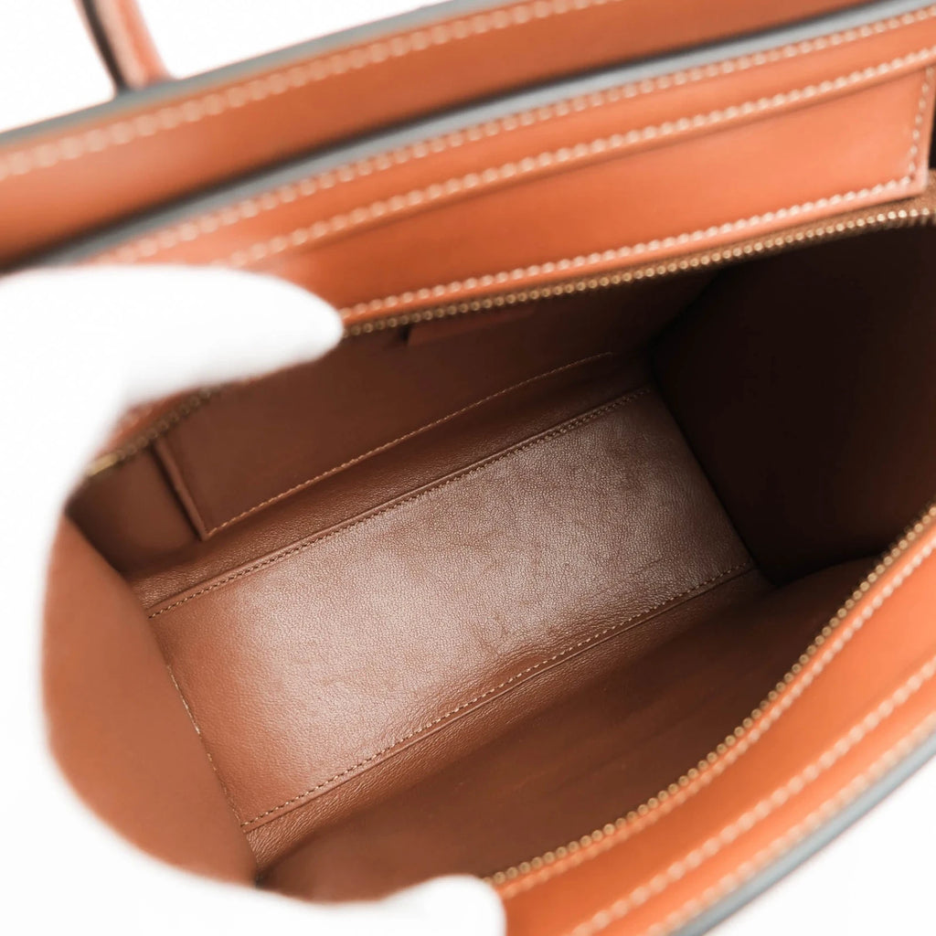 Celine Luggage Nano Canvas and Leather Olive Brown Rank A