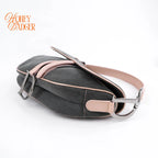 Dior Saddle Large Denim and Patent Leather Grey Pink Rank A
