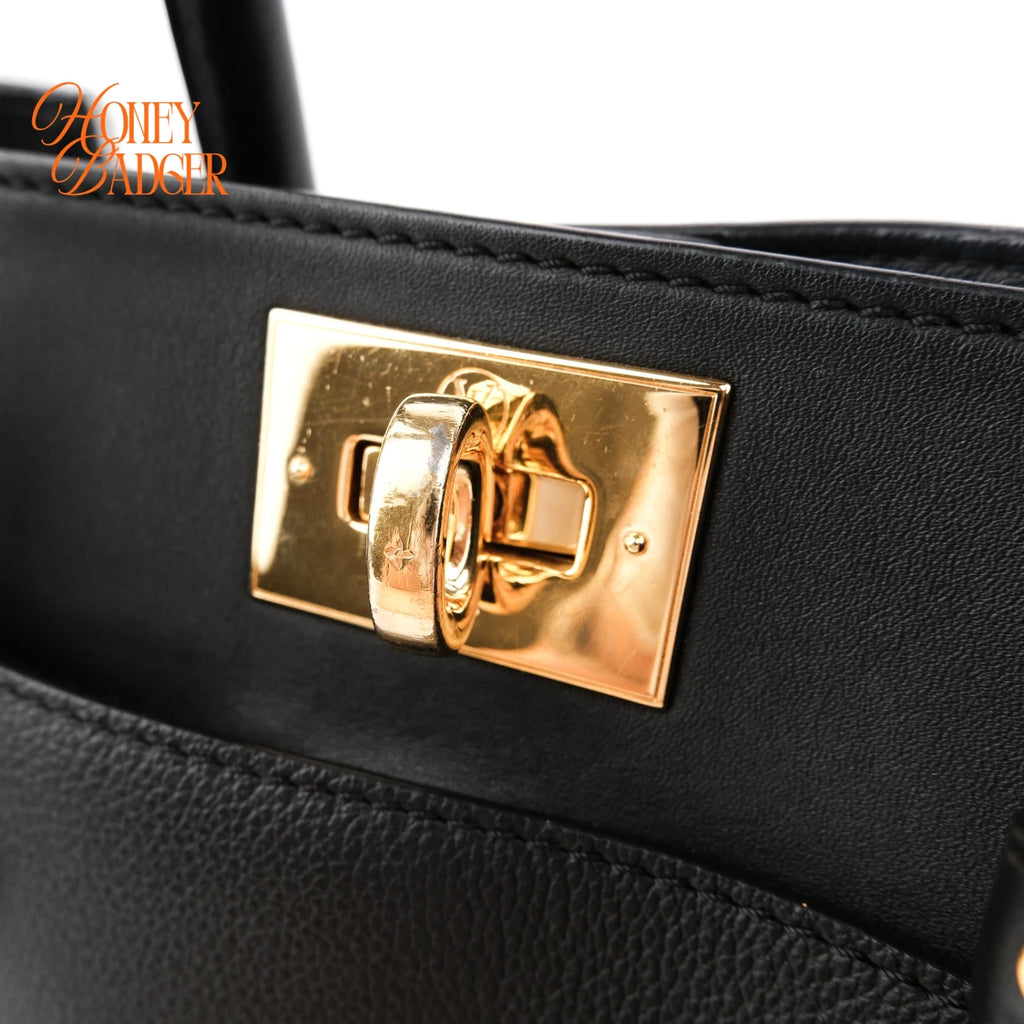 Louis Vuitton On My Side MM Calfskin Black Monogram Tufting Gold Hardware Rank AB