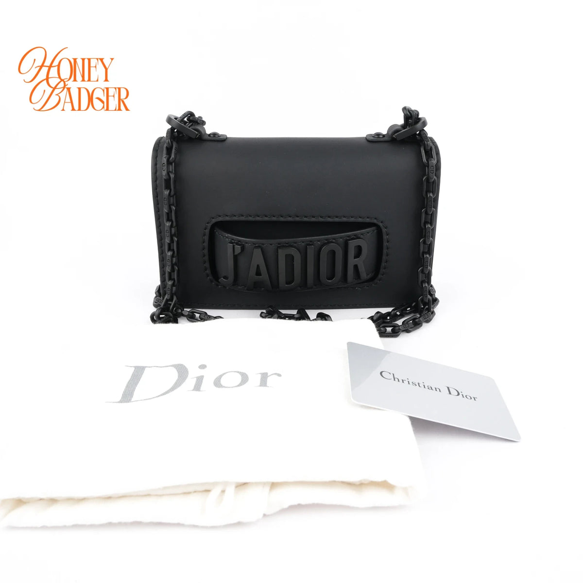 Dior J'Adior Mini Ultra-Matte Calfskin Chain Shoulder Bag All Black Rank A